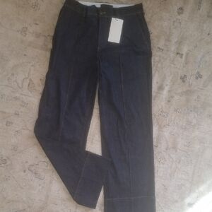 Zara Wide Leg Pants in Dark Denim Blue